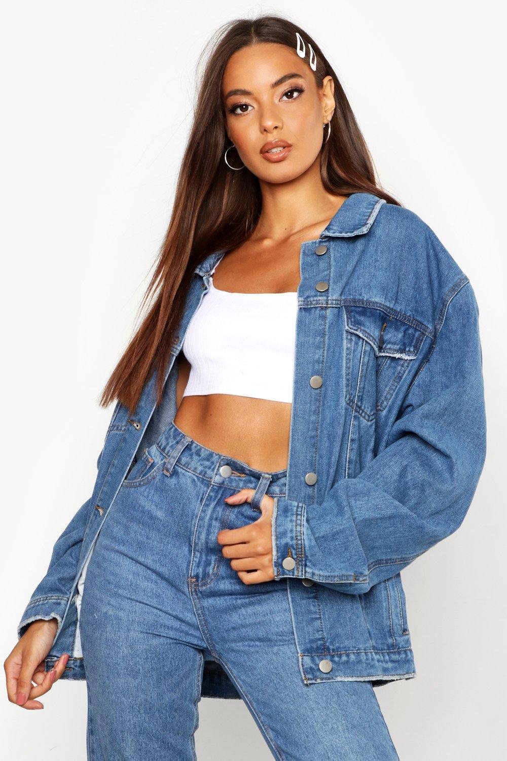 Denim Jackets Womens Oversized Denim Jackets Boohoo Uk